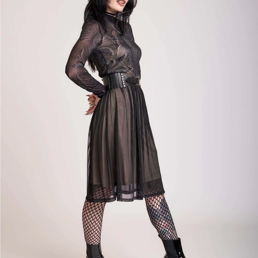 Never Worn Midnight Hour Bat Mesh Midi Dress